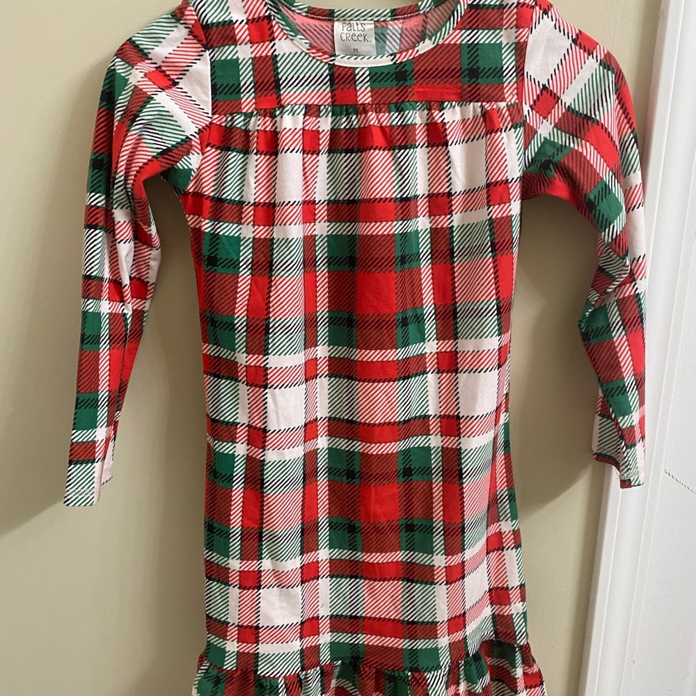 Falls Creek Red and Green Plaid Girls Christmas Size M Nightgown